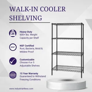 21" x 54" Walk In Cooler and Freezer Wire Shelving Unit