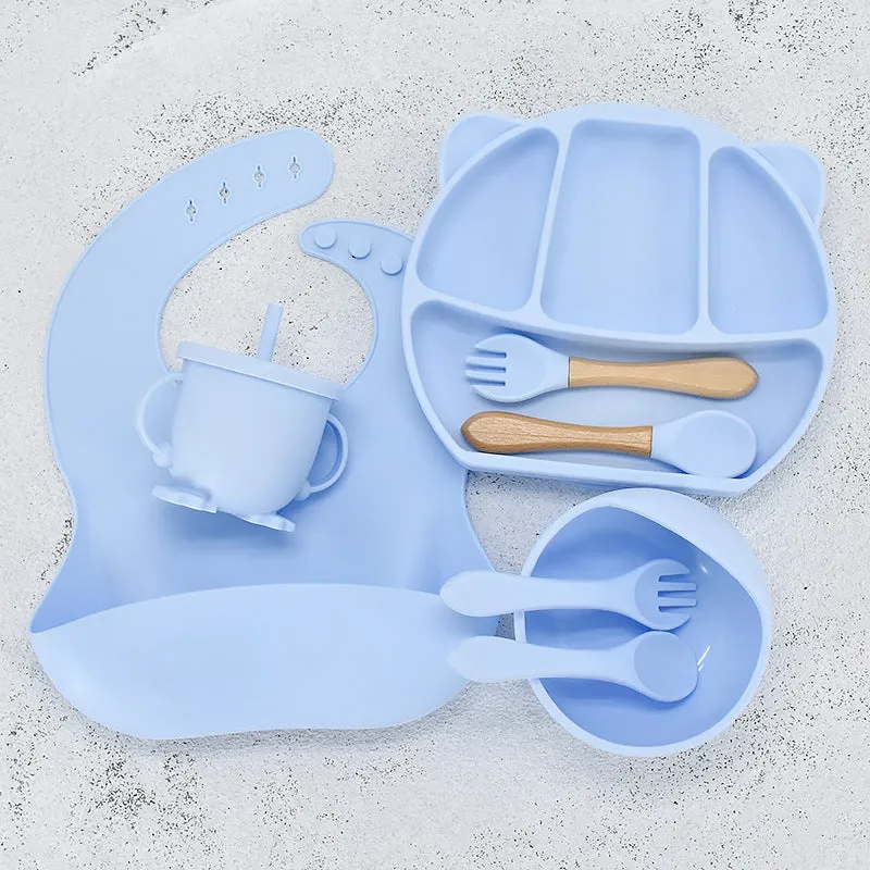 9 Piece Set Of Cartoon Bear Silicone 11 Piece Set Of Partitioned Dinner Plate