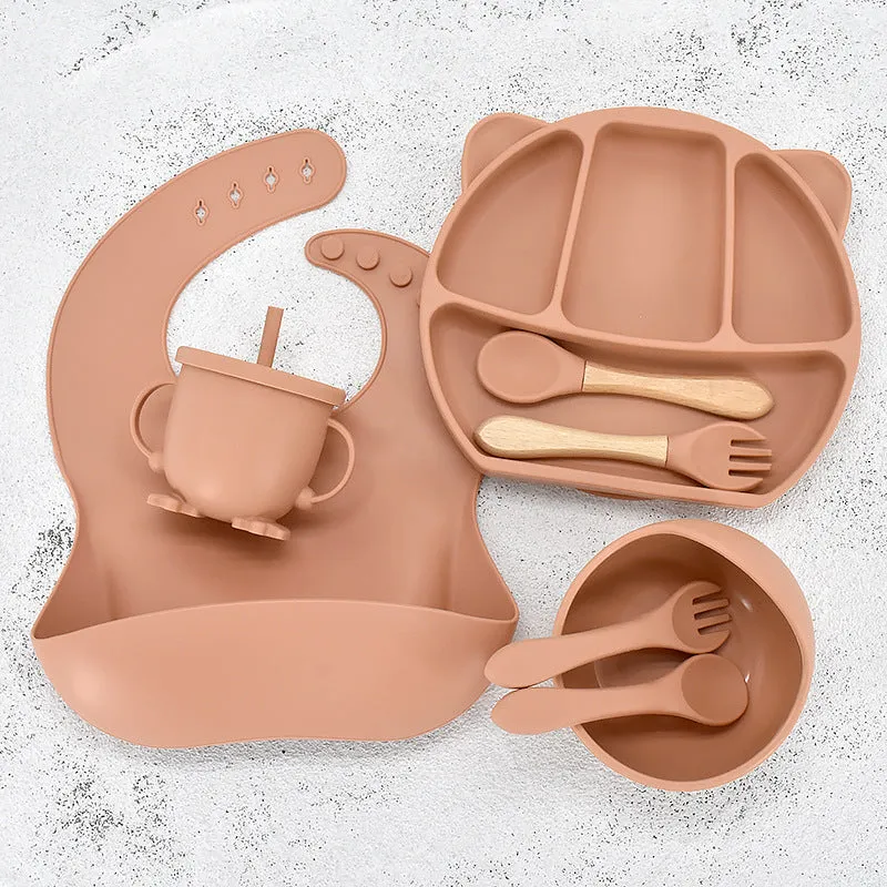 9 Piece Set Of Cartoon Bear Silicone 11 Piece Set Of Partitioned Dinner Plate