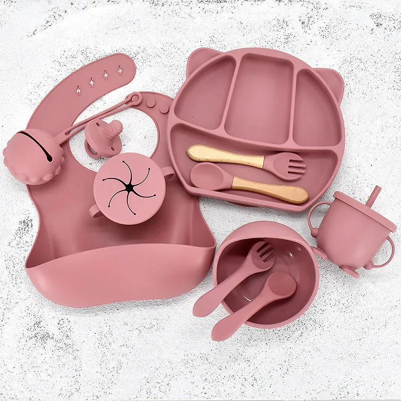 9 Piece Set Of Cartoon Bear Silicone 11 Piece Set Of Partitioned Dinner Plate
