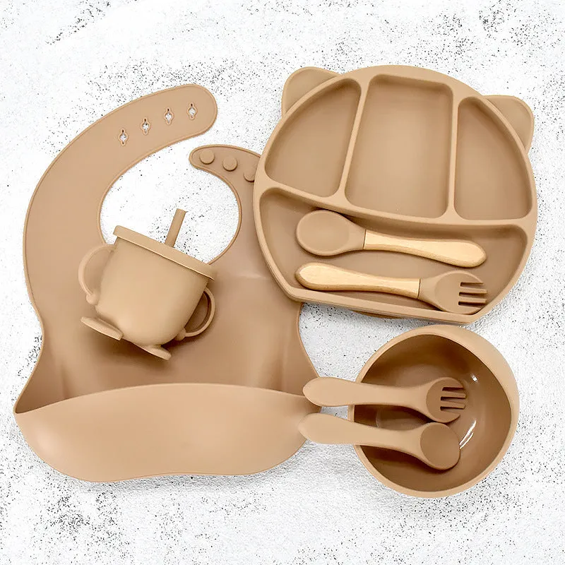 9 Piece Set Of Cartoon Bear Silicone 11 Piece Set Of Partitioned Dinner Plate