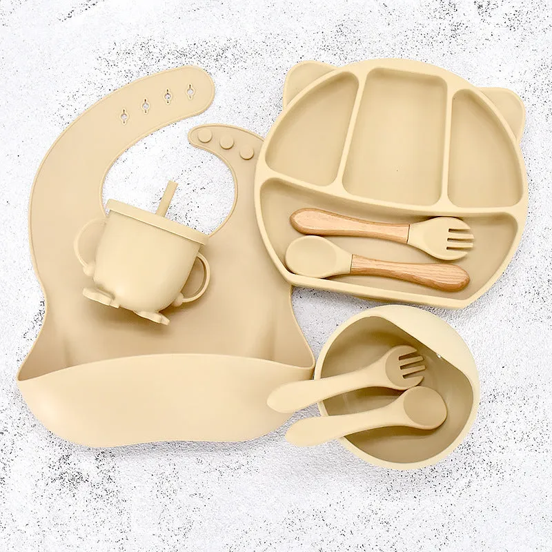 9 Piece Set Of Cartoon Bear Silicone 11 Piece Set Of Partitioned Dinner Plate
