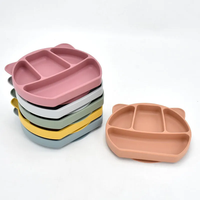 9 Piece Set Of Cartoon Bear Silicone 11 Piece Set Of Partitioned Dinner Plate