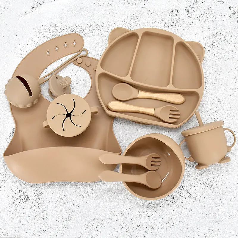 9 Piece Set Of Cartoon Bear Silicone 11 Piece Set Of Partitioned Dinner Plate