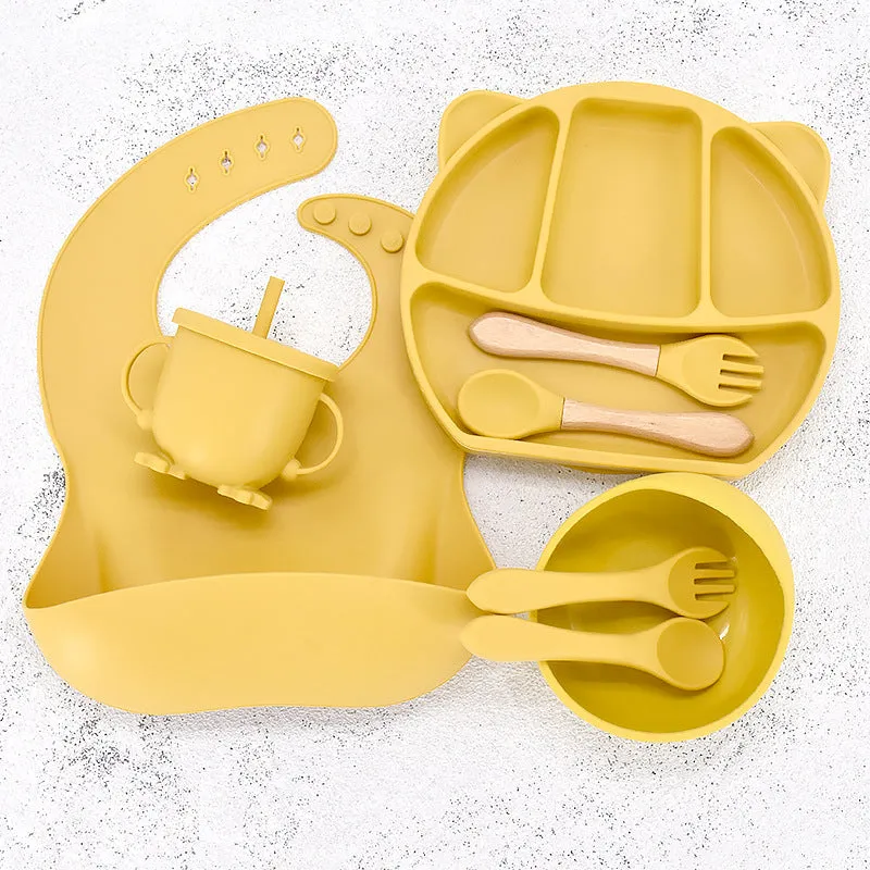 9 Piece Set Of Cartoon Bear Silicone 11 Piece Set Of Partitioned Dinner Plate