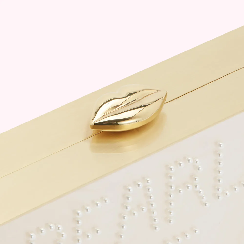 CHALK PEARLS OF WISDOM LIVVY CLUTCH BAG