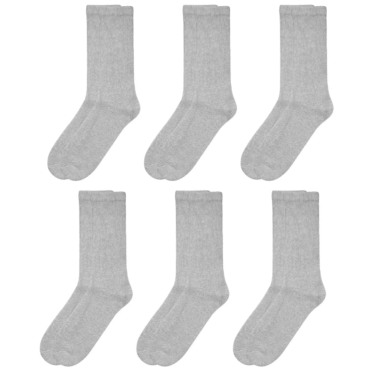 Falari Women Diabetic Socks Diabetes Edema and Circulatory Loose Fitting Cotton Crew Socks - 6 Pairs Gray