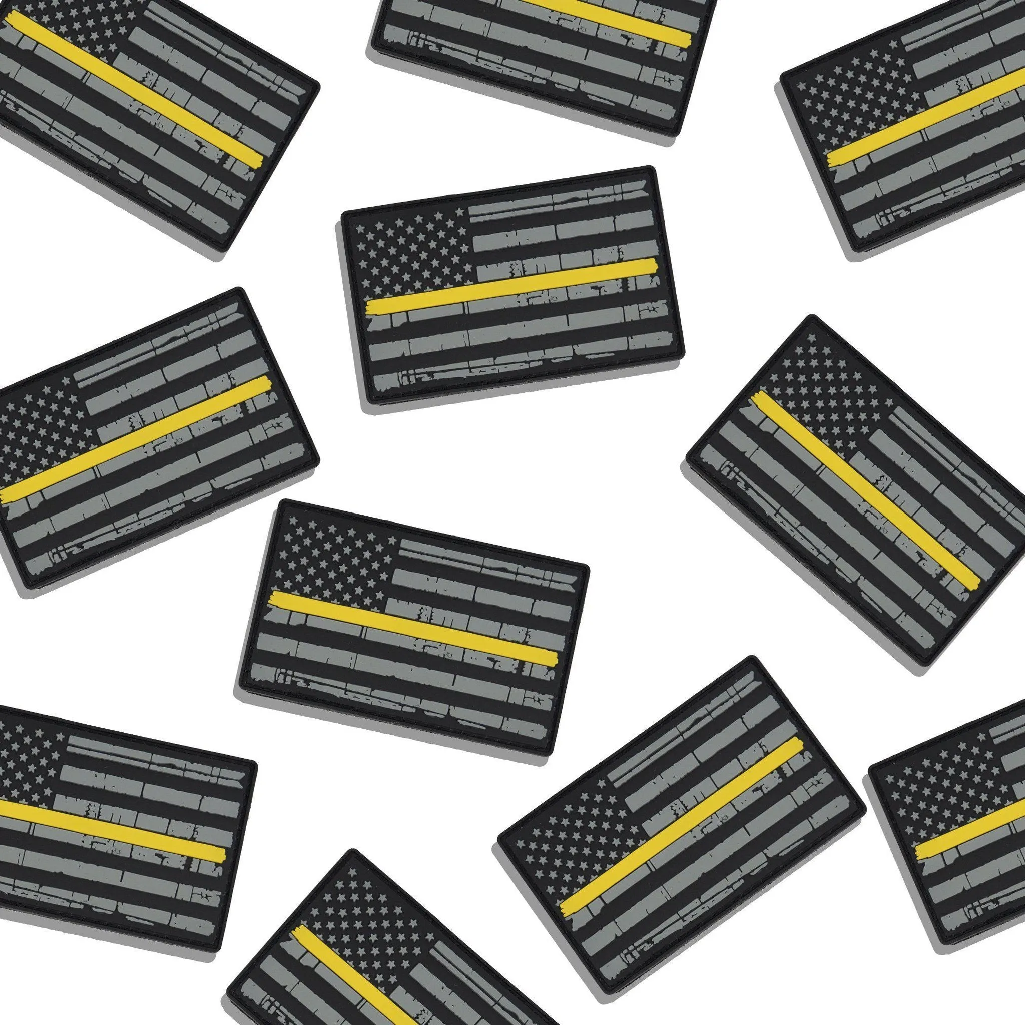 [GOLD LINE FLAG] 3x2 Inch PVC Patch [GLD/GRY]