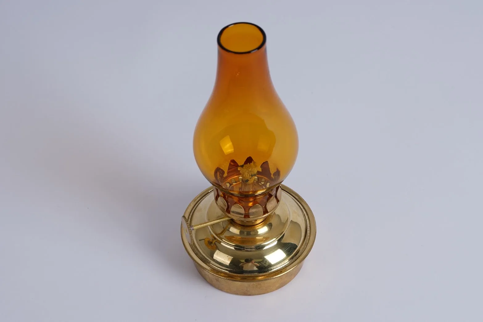 Oil Lamp Mini Amber Glass 6.5" (16.51cm)
