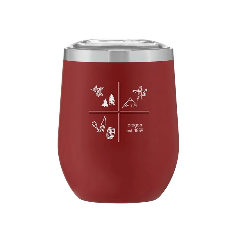 Stemless Stainless Steel Powder Coated Wine Cup Sonoma County Squares