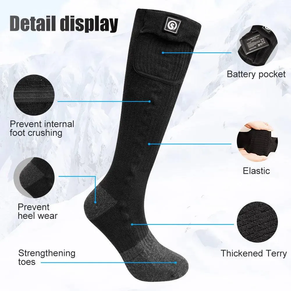 TheWellBeingHeated Socks Winter Warm Electric Heated Skiing Socks with Battery Sports Heaters Thermal Sock