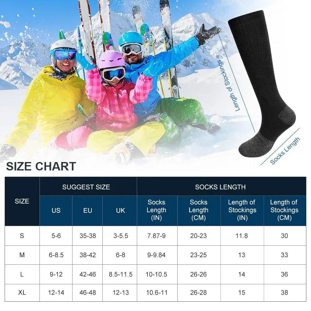 TheWellBeingHeated Socks Winter Warm Electric Heated Skiing Socks with Battery Sports Heaters Thermal Sock