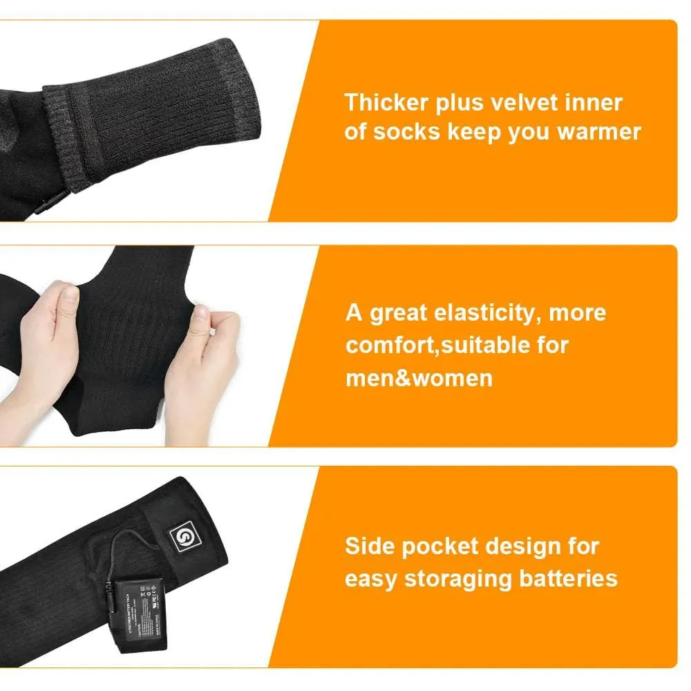 TheWellBeingHeated Socks Winter Warm Electric Heated Skiing Socks with Battery Sports Heaters Thermal Sock