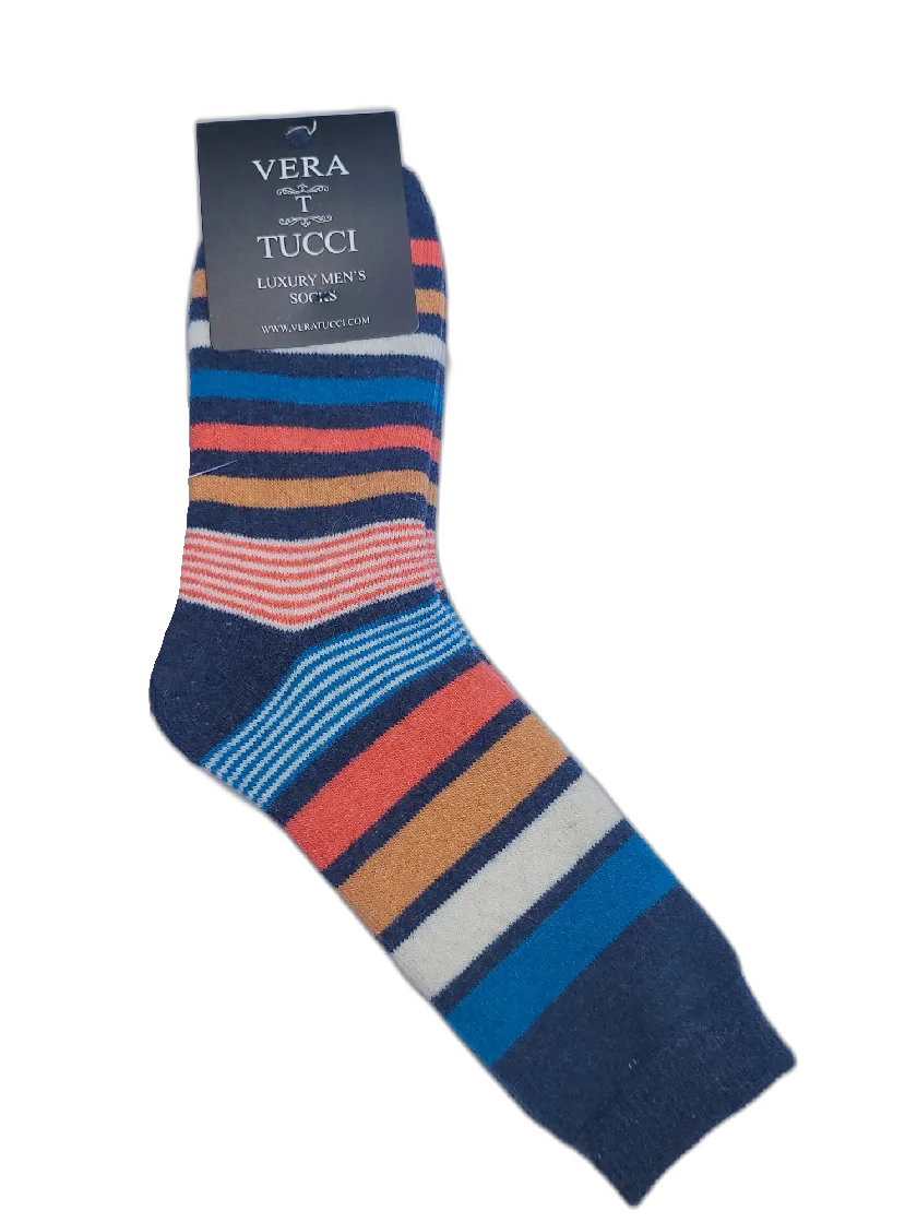 VERA TUCCI STRIPE PATTERN MEN'S THERMAL WINTER SOCKS RMD2305-89-01 NEW FOR AW23!
