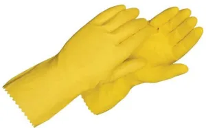 Yellow Flock Lined Latex Gloves |  18 mil | Large